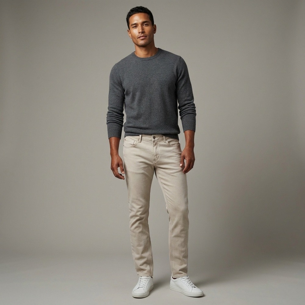 Marine Layer Slim Straight Khaki Tan‎ Stretch Denim Jeans Mens 33x34 13505